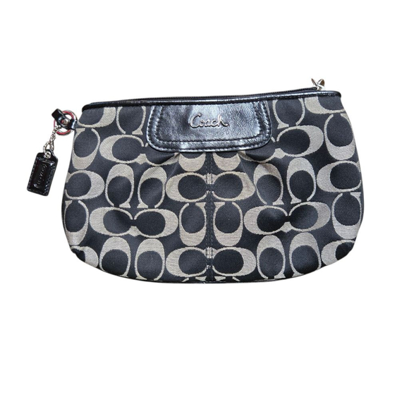 Coach Ashley Jacquard Fabric Black and Gray Signature C Clutch Wristlet Purse - Picture 1 of 7